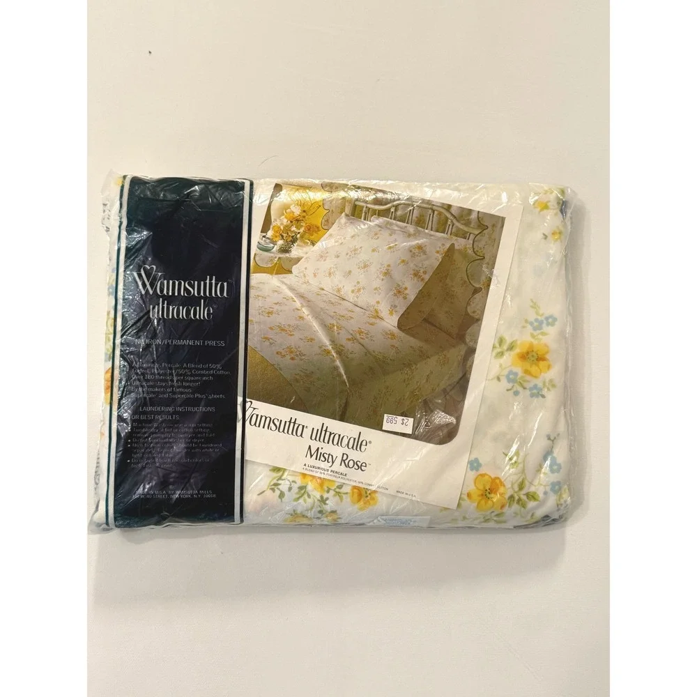 Vintage Wamsutta Ultracale Misty Rose California King Fitted Sheet Floral Yellow